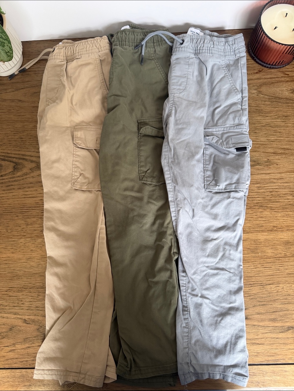 Old Navy Kids Cargo Pants — Tan, Olive & Light Gray Pack